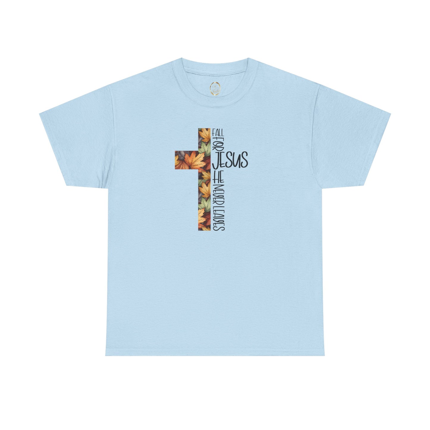 Fall for Jesus Christian T-Shirt – Faith Cross Graphic Tee with Autumn Leaves