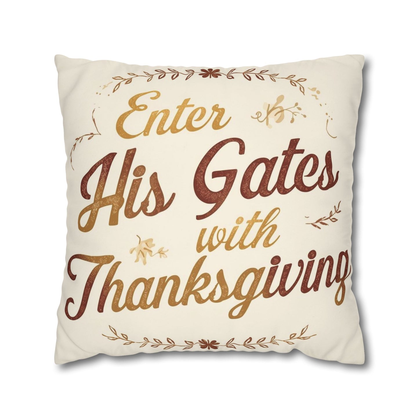 Enter His Gates with Thanksgiving Scripture Pillow Cover – Christian Fall Home Décor Cushion | Faith-Based Accent Pillow
