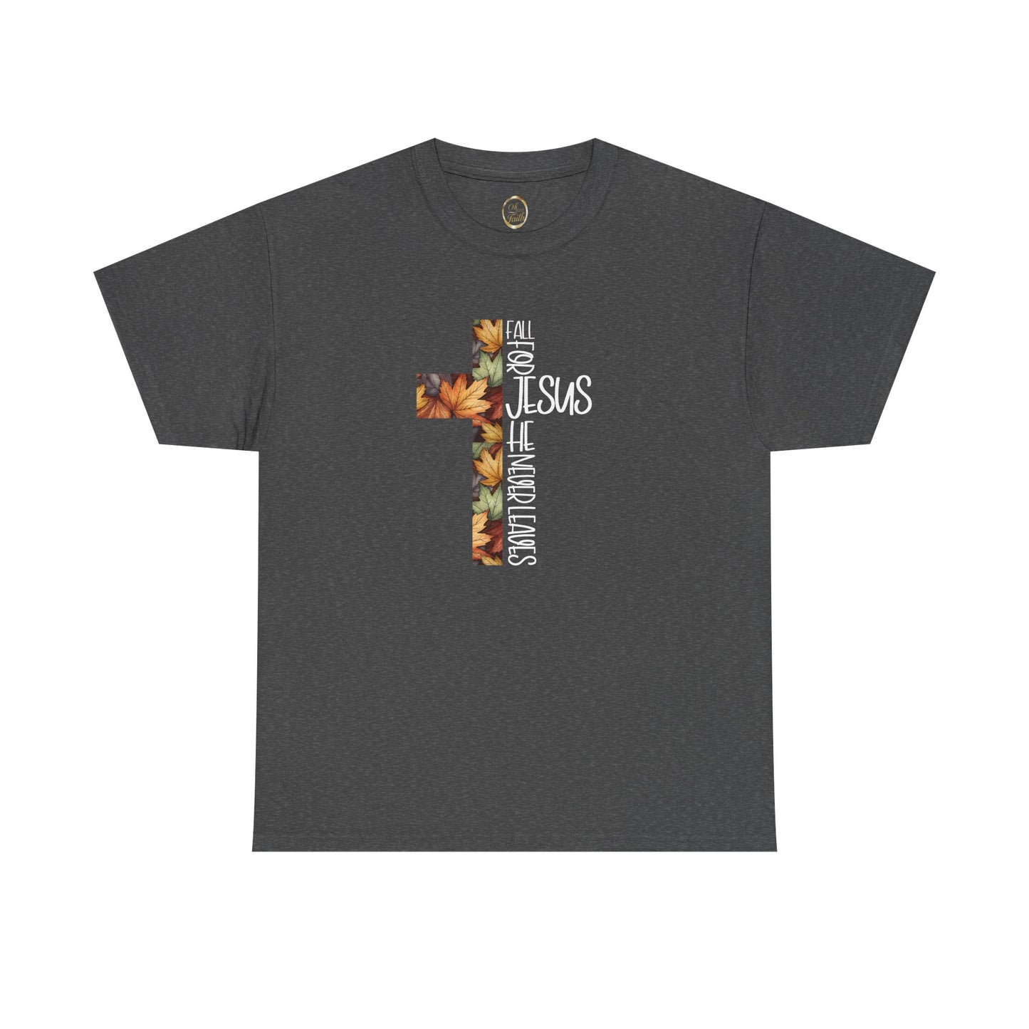 Fall for Jesus Christian T-Shirt – Faith Cross Graphic Tee with Autumn Leaves