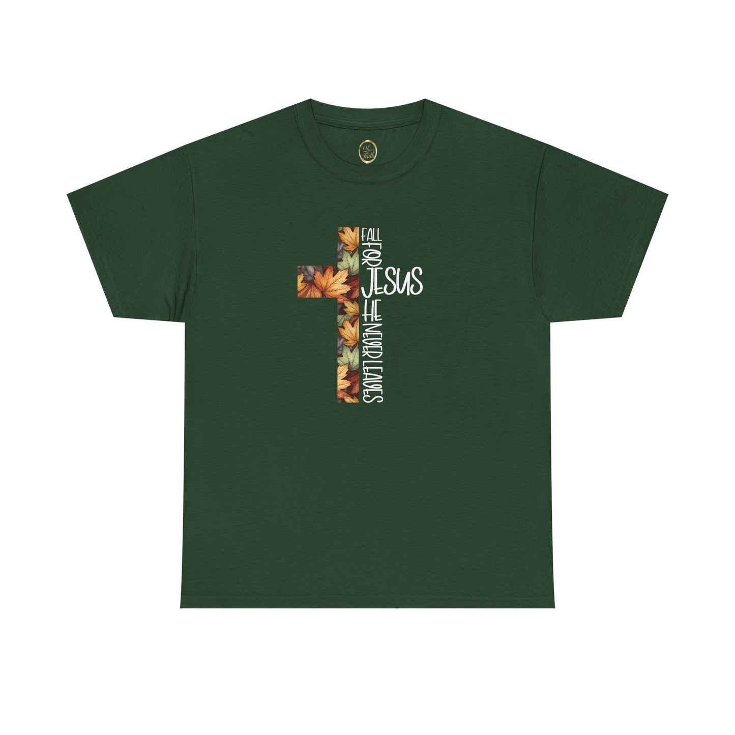 Fall for Jesus Christian T-Shirt – Faith Cross Graphic Tee with Autumn Leaves