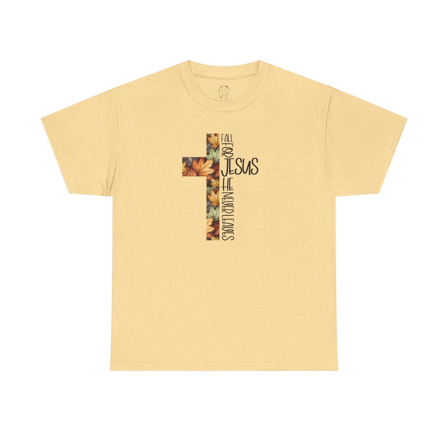 Fall for Jesus Christian T-Shirt – Faith Cross Graphic Tee with Autumn Leaves