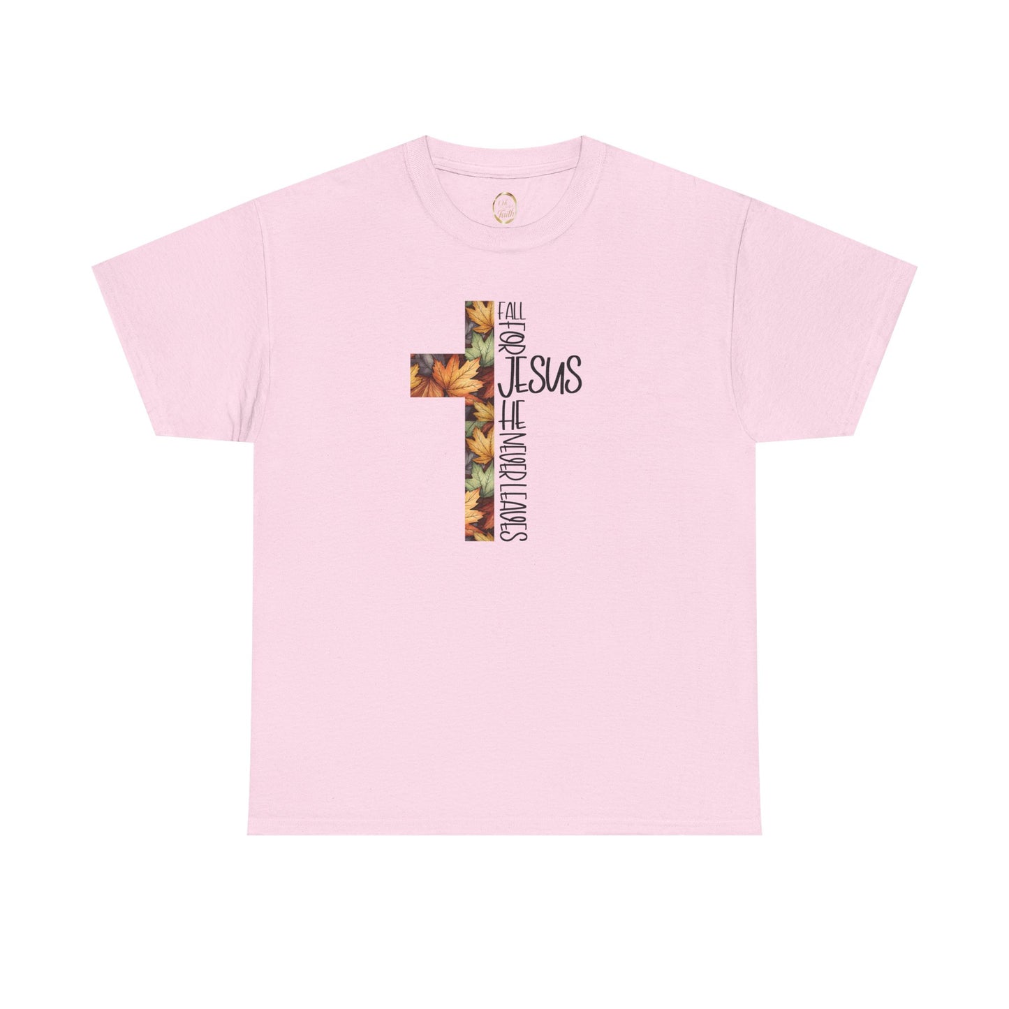 Fall for Jesus Christian T-Shirt – Faith Cross Graphic Tee with Autumn Leaves