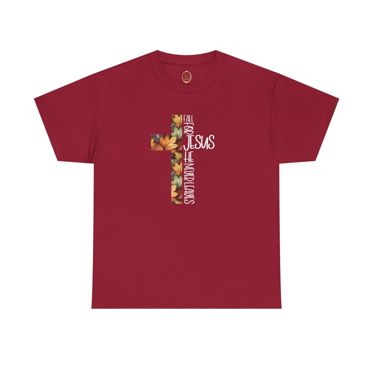 Fall for Jesus Christian T-Shirt – Faith Cross Graphic Tee with Autumn Leaves