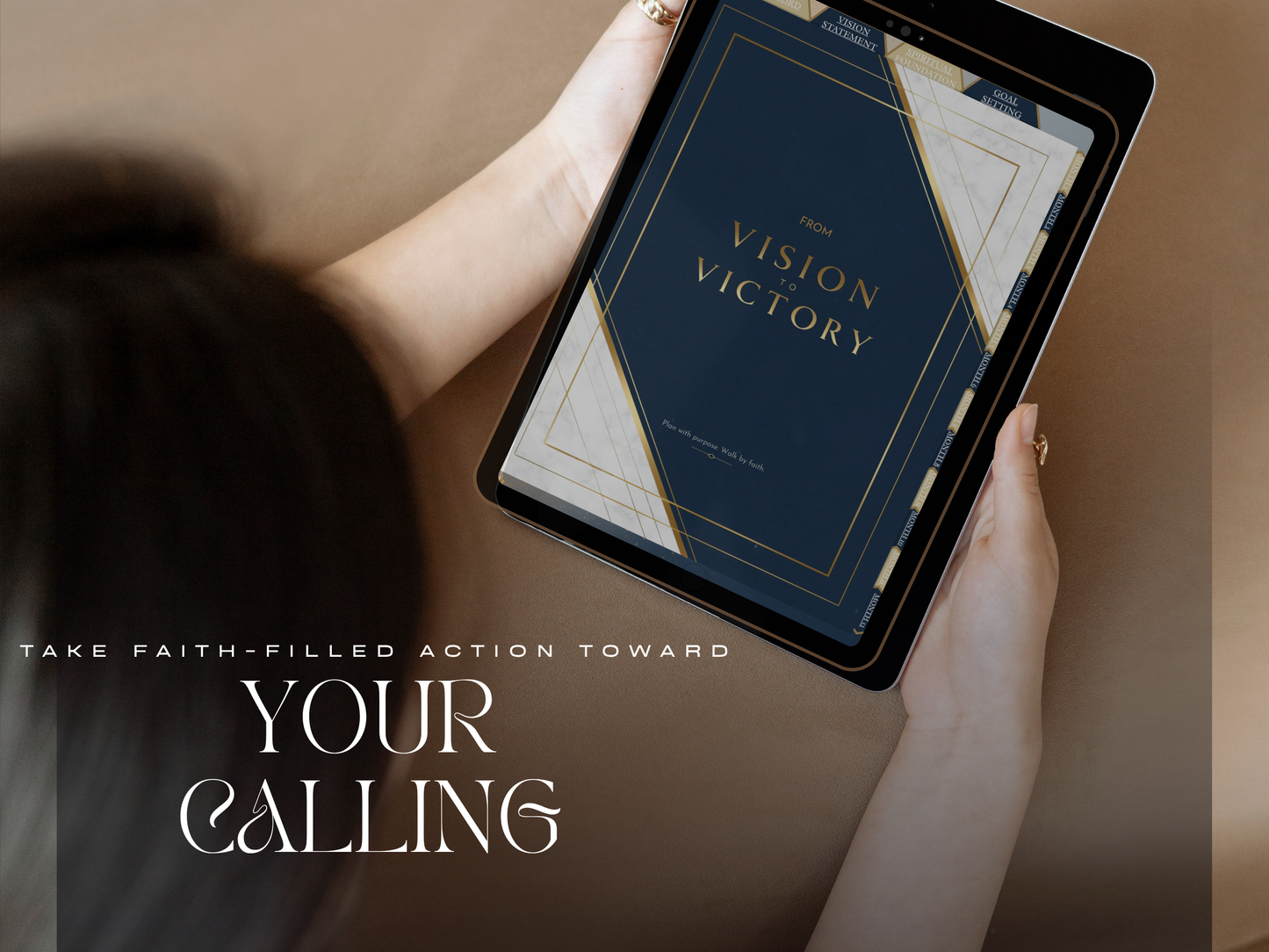 From Vision to Victory: Christian Digital Planner for God-Given Goals (Undated, Editable in Canva, 80+ Pages, Hyperlinked)